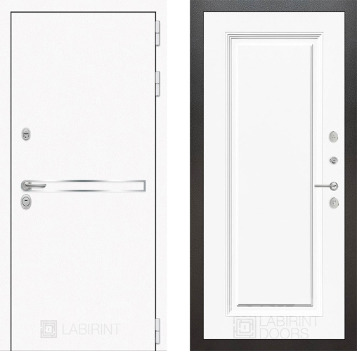 Входная металлическая Дверь Лабиринт (LABIRINT) Лайн White 27 Белый (RAL-9003) в Подольск