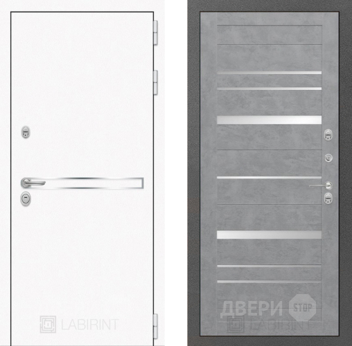 Входная металлическая Дверь Лабиринт (LABIRINT) Лайн White 20 Бетон светлый в Подольск