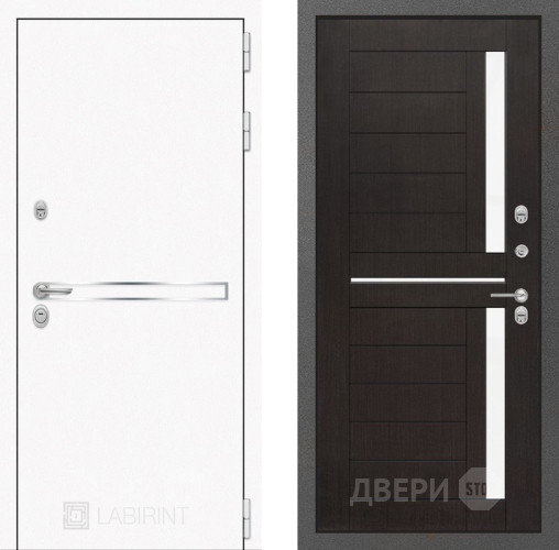 Входная металлическая Дверь Лабиринт (LABIRINT) Лайн White 02 Венге в Подольск