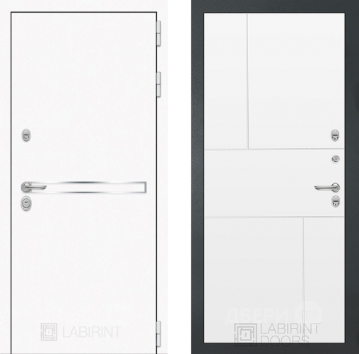 Входная металлическая Дверь Лабиринт (LABIRINT) Лайн White 21 Белый софт в Подольск
