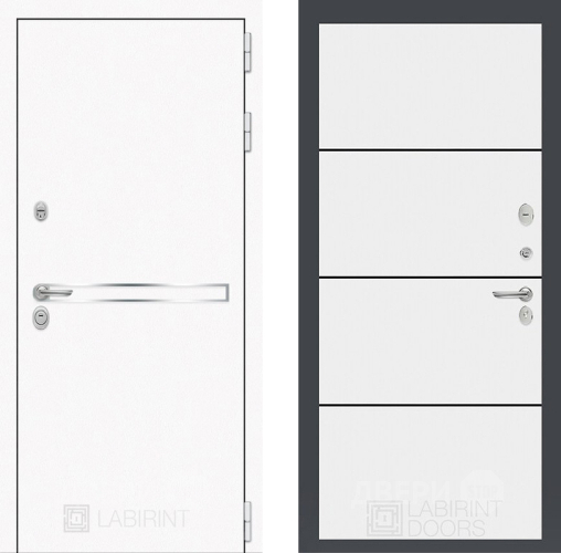 Входная металлическая Дверь Лабиринт (LABIRINT) Лайн White 25 Белый софт в Подольск