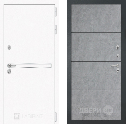 Входная металлическая Дверь Лабиринт (LABIRINT) Лайн White 25 Бетон светлый в Подольск