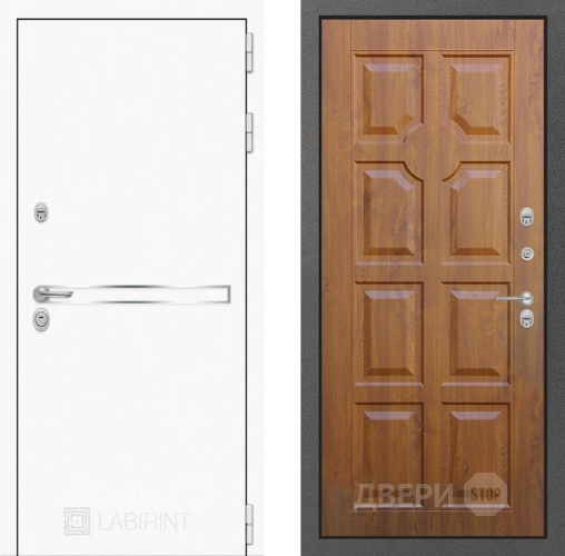 Входная металлическая Дверь Лабиринт (LABIRINT) Лайн White 17 Дуб золото в Подольск