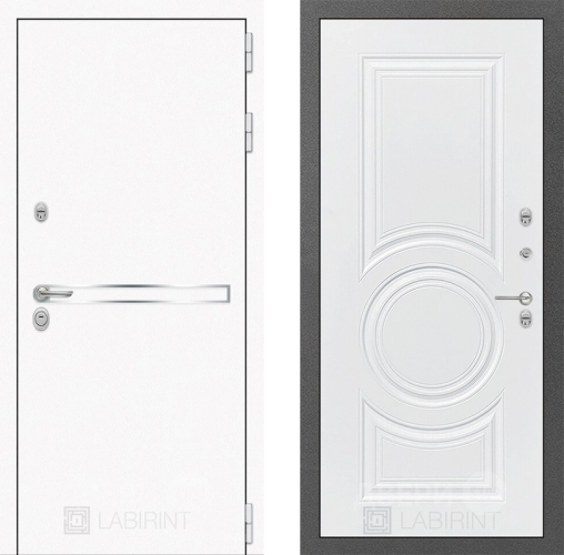 Входная металлическая Дверь Лабиринт (LABIRINT) Лайн White 23 Белый софт в Подольск