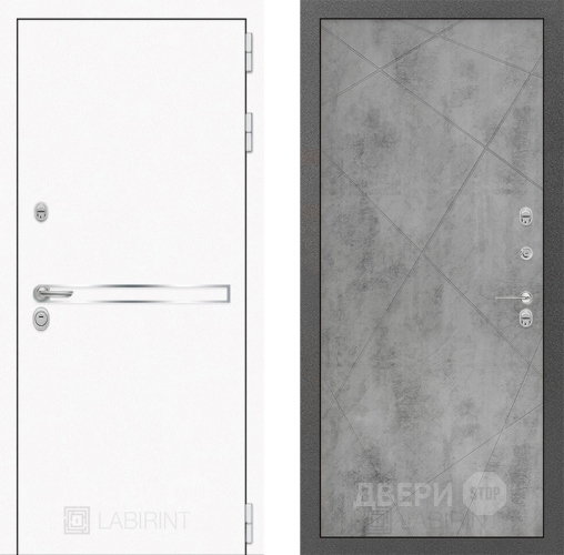 Входная металлическая Дверь Лабиринт (LABIRINT) Лайн White 24 Бетон светлый в Подольск