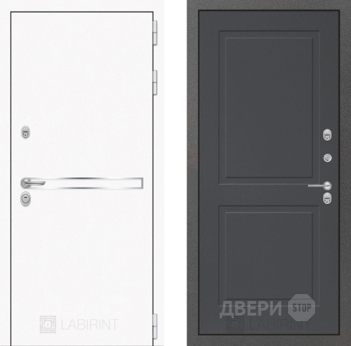 Входная металлическая Дверь Лабиринт (LABIRINT) Лайн White 11 Графит софт в Подольск