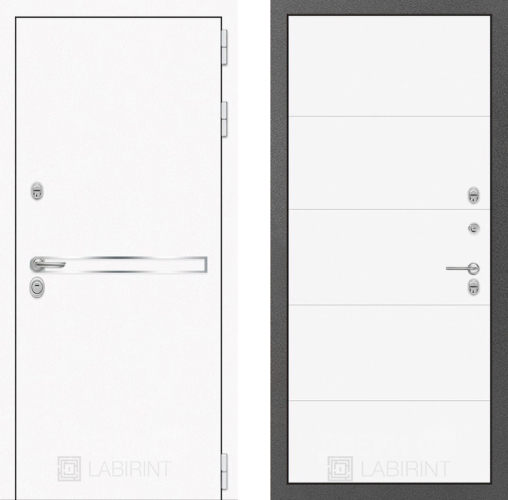 Входная металлическая Дверь Лабиринт (LABIRINT) Лайн White 13 Белый софт в Подольск