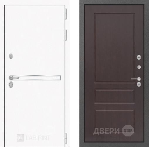 Входная металлическая Дверь Лабиринт (LABIRINT) Лайн White 03 Орех премиум в Подольск
