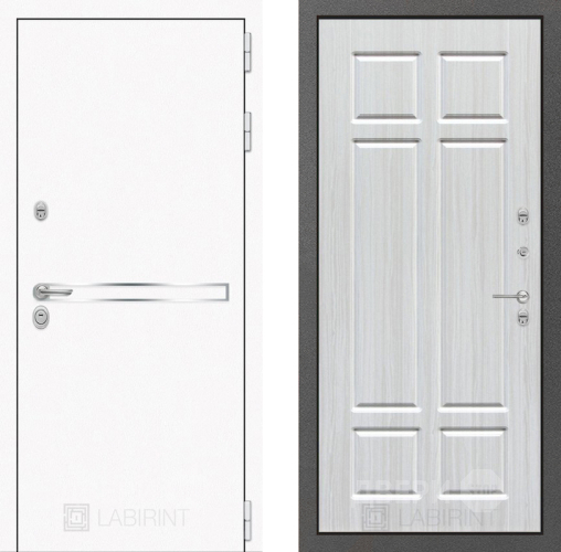 Входная металлическая Дверь Лабиринт (LABIRINT) Лайн White 08 Кристалл вуд в Подольск