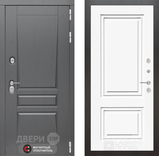 Входная металлическая Дверь Лабиринт (LABIRINT) Платинум 26 Белый (RAL-9003) в Подольск