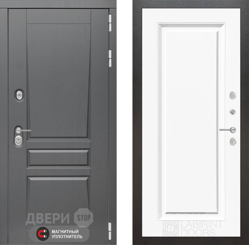 Входная металлическая Дверь Лабиринт (LABIRINT) Платинум 27 Белый (RAL-9003) в Подольск