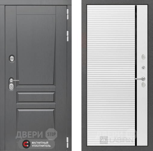 Входная металлическая Дверь Лабиринт (LABIRINT) Платинум 22 Белый софт в Подольск