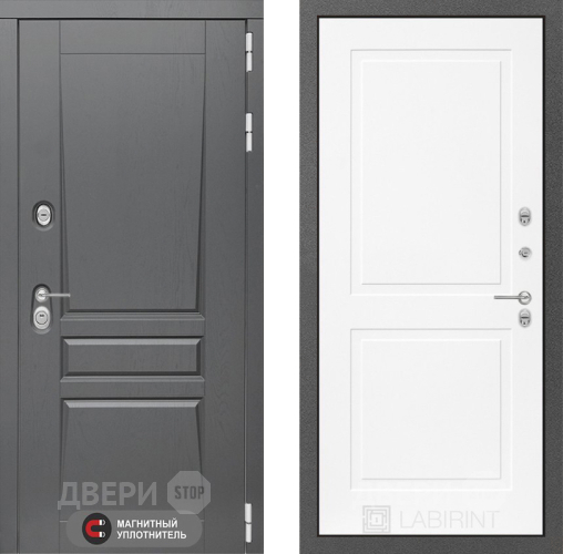 Входная металлическая Дверь Лабиринт (LABIRINT) Платинум 11 Белый софт в Подольск