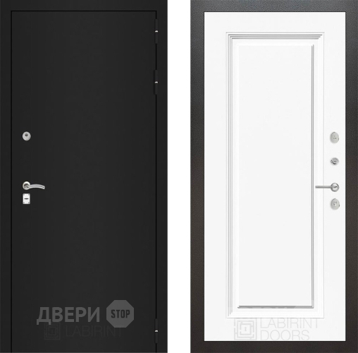 Дверь Лабиринт (LABIRINT) Classic шагрень черная 27 Белый (RAL-9003) в Подольск