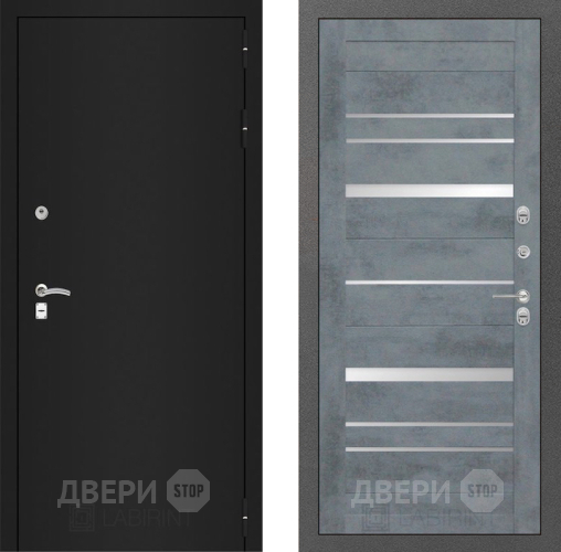Входная металлическая Дверь Лабиринт (LABIRINT) Classic шагрень черная 20 Бетон темный в Подольск
