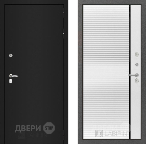 Дверь Лабиринт (LABIRINT) Classic шагрень черная 22 Белый софт в Подольск