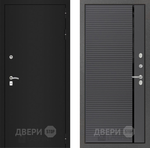 Входная металлическая Дверь Лабиринт (LABIRINT) Classic шагрень черная 22 Графит софт в Подольск