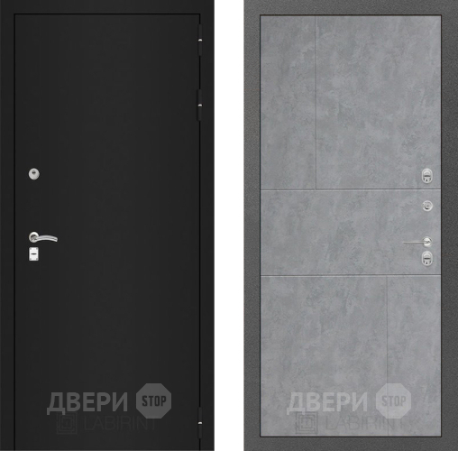 Входная металлическая Дверь Лабиринт (LABIRINT) Classic шагрень черная 21 Бетон светлый в Подольск