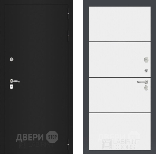 Входная металлическая Дверь Лабиринт (LABIRINT) Classic шагрень черная 25 Белый софт в Подольск
