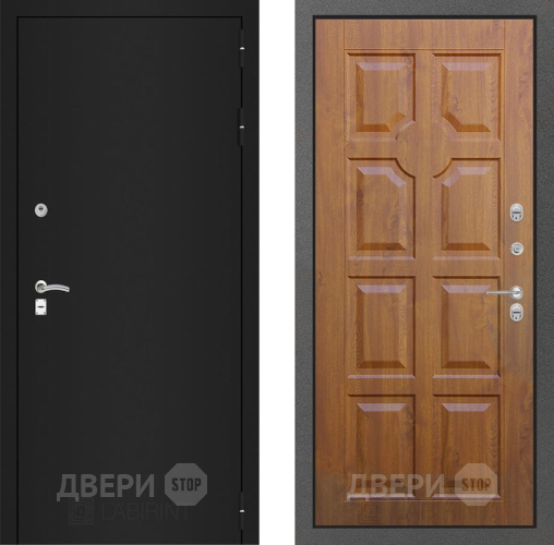 Входная металлическая Дверь Лабиринт (LABIRINT) Classic шагрень черная 17 Дуб золото в Подольск