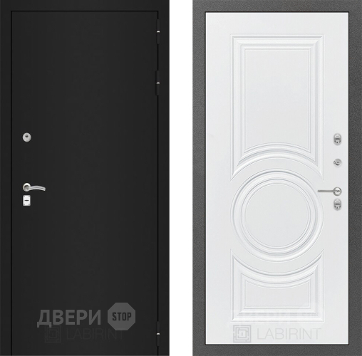 Входная металлическая Дверь Лабиринт (LABIRINT) Classic шагрень черная 23 Белый софт в Подольск