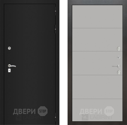 Входная металлическая Дверь Лабиринт (LABIRINT) Classic шагрень черная 13 Грей софт в Подольск