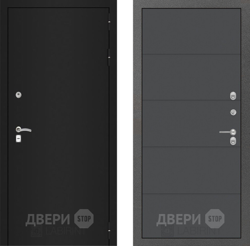 Входная металлическая Дверь Лабиринт (LABIRINT) Classic шагрень черная 13 Графит софт в Подольск