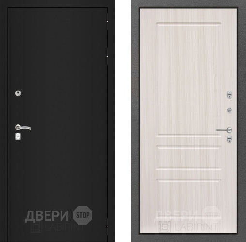 Входная металлическая Дверь Лабиринт (LABIRINT) Classic шагрень черная 03 Сандал белый в Подольск