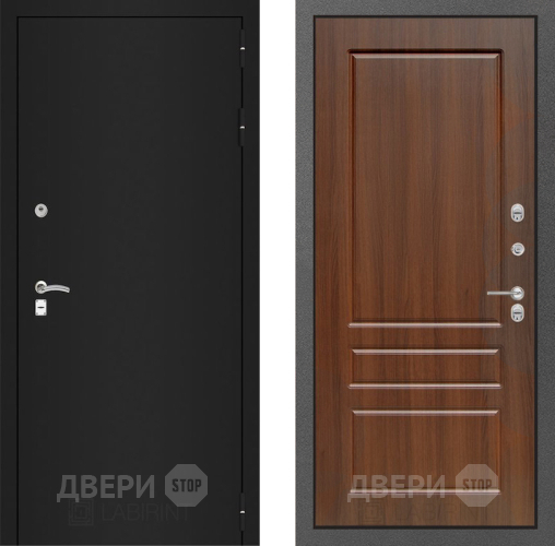 Входная металлическая Дверь Лабиринт (LABIRINT) Classic шагрень черная 03 Орех бренди в Подольск