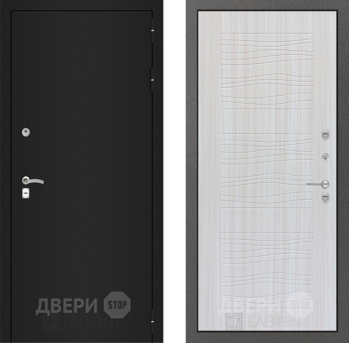 Входная металлическая Дверь Лабиринт (LABIRINT) Classic шагрень черная 06 Сандал белый в Подольск