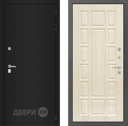 Дверь Лабиринт (LABIRINT) Classic шагрень черная 12 Беленый дуб в Подольск
