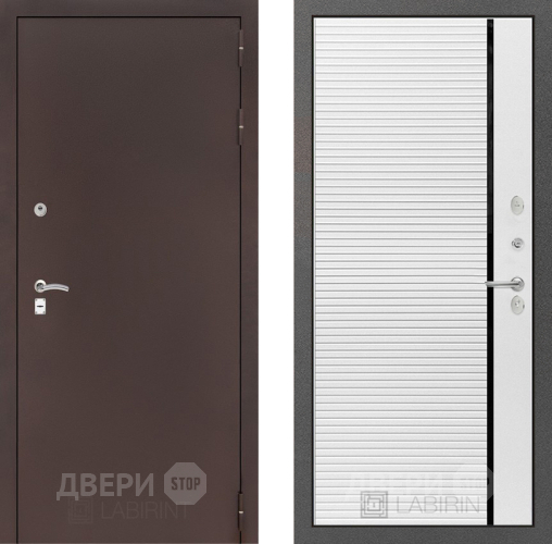 Входная металлическая Дверь Лабиринт (LABIRINT) Classic антик медь 22 Белый софт в Подольск