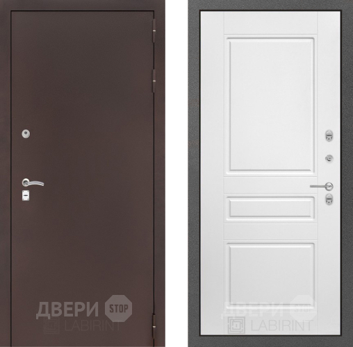Дверь Лабиринт (LABIRINT) Classic антик медь 03 Белый софт в Подольск