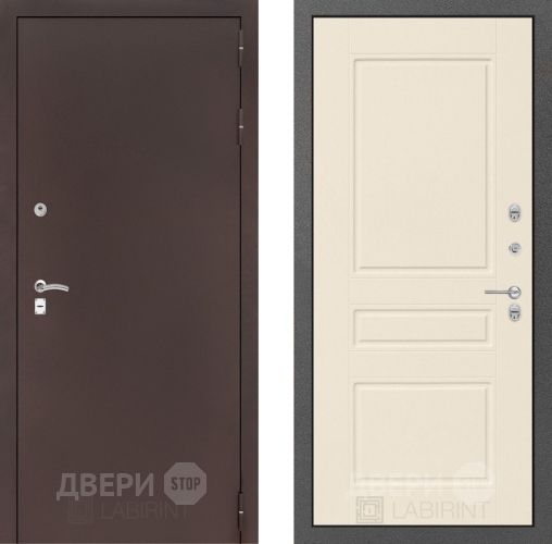 Входная металлическая Дверь Лабиринт (LABIRINT) Classic антик медь 03 Крем софт в Подольск