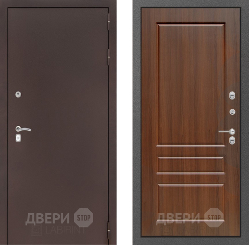 Входная металлическая Дверь Лабиринт (LABIRINT) Classic антик медь 03 Орех бренди в Подольск
