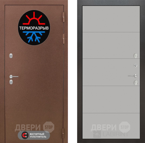 Входная металлическая Дверь Лабиринт (LABIRINT) Термо Магнит 13 Грей софт в Подольск