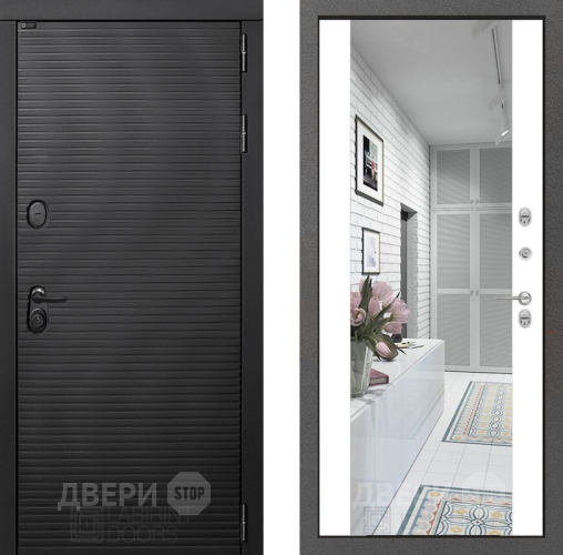 Входная металлическая Дверь Лабиринт (LABIRINT) Вулкано Зеркало Максимум Белый софт в Подольск