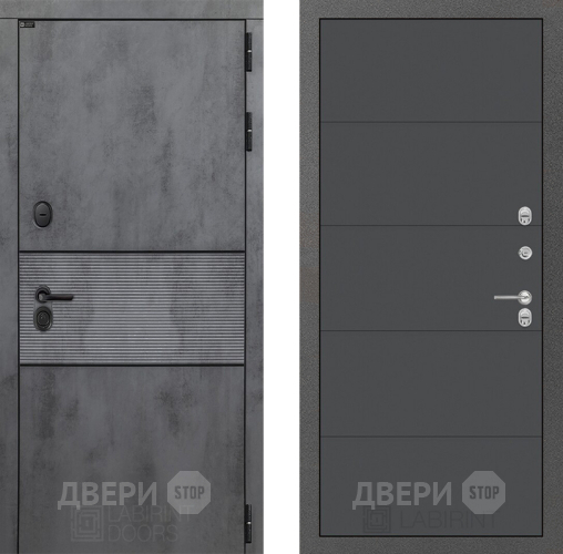 Входная металлическая Дверь Лабиринт (LABIRINT) Инфинити 13 Графит софт в Подольск