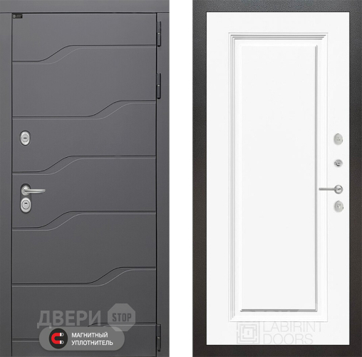 Входная металлическая Дверь Лабиринт (LABIRINT) Ривер 27 Белый (RAL-9003) в Подольск
