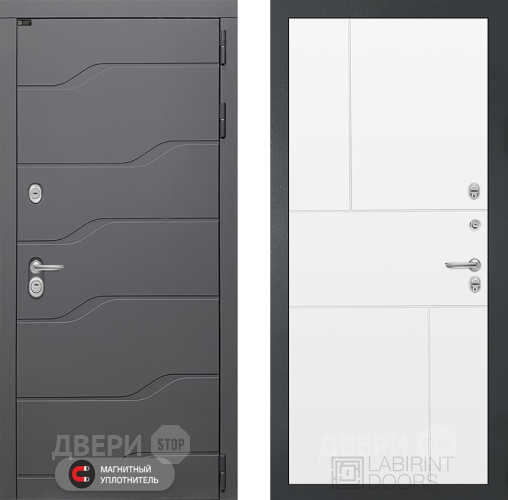 Входная металлическая Дверь Лабиринт (LABIRINT) Ривер 21 Белый софт в Подольск