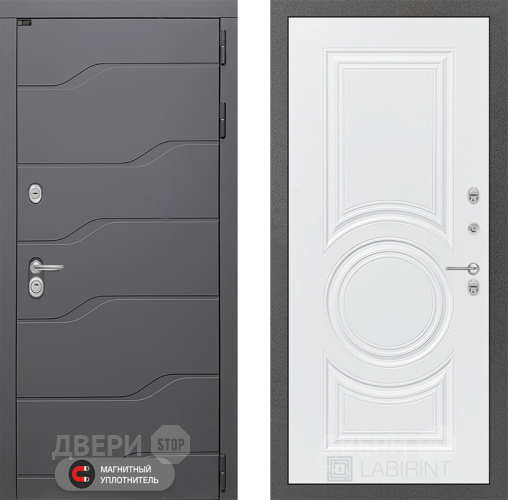 Входная металлическая Дверь Лабиринт (LABIRINT) Ривер 23 Белый софт в Подольск