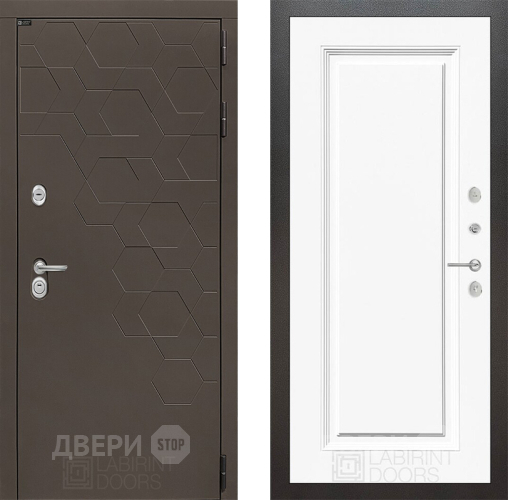 Входная металлическая Дверь Лабиринт (LABIRINT) Смоки 27 Белый (RAL-9003) в Подольск