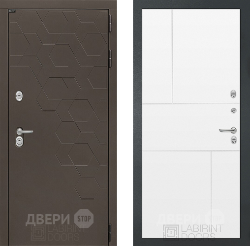 Входная металлическая Дверь Лабиринт (LABIRINT) Смоки 21 Белый софт в Подольск