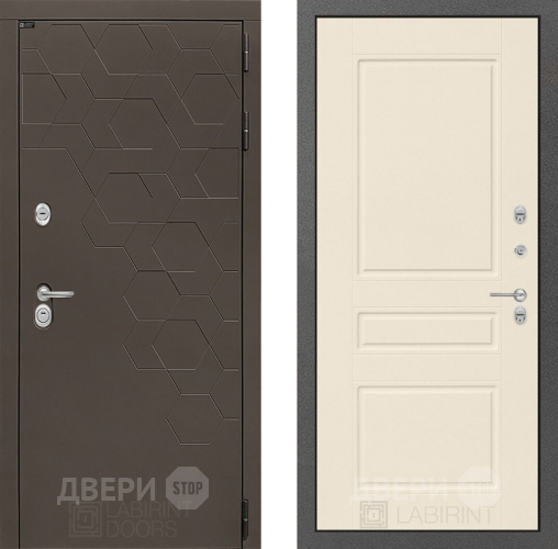 Входная металлическая Дверь Лабиринт (LABIRINT) Смоки 03 Крем софт в Подольск