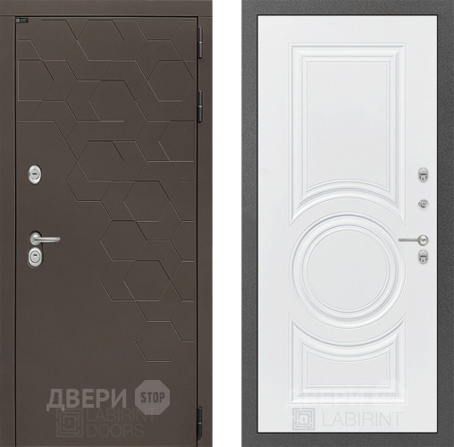 Входная металлическая Дверь Лабиринт (LABIRINT) Смоки 23 Белый софт в Подольск