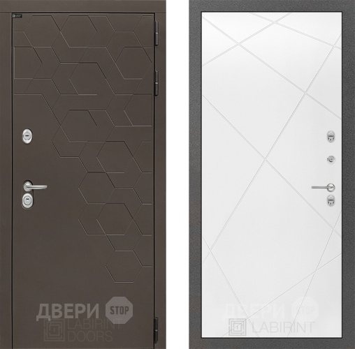 Входная металлическая Дверь Лабиринт (LABIRINT) Смоки 24 Белый софт в Подольск