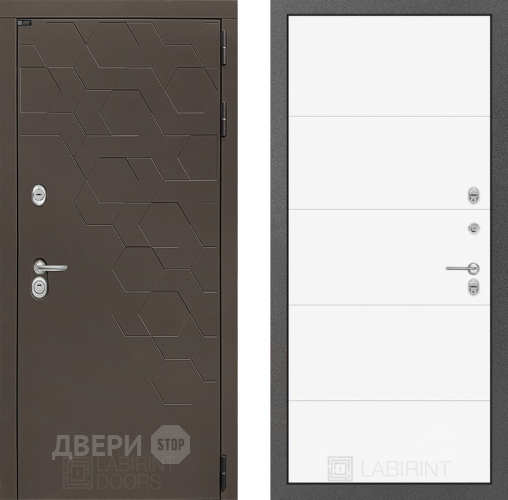 Входная металлическая Дверь Лабиринт (LABIRINT) Смоки 13 Белый софт в Подольск