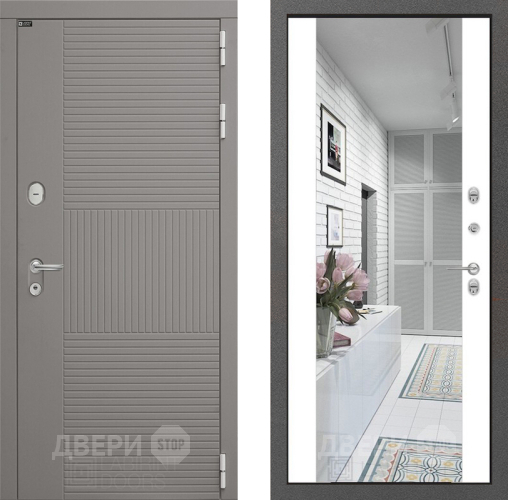 Входная металлическая Дверь Лабиринт (LABIRINT) Формо Зеркало Максимум Белый софт в Подольск