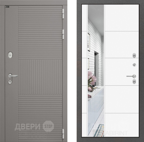 Входная металлическая Дверь Лабиринт (LABIRINT) Формо Зеркало 19 Белый софт в Подольск