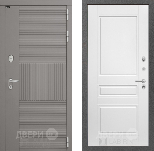 Входная металлическая Дверь Лабиринт (LABIRINT) Формо 03 Белый софт в Подольск